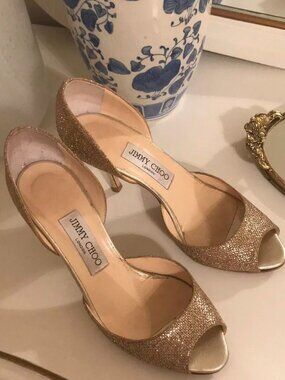 jimmy choo Gold glitter Heels